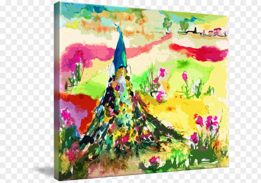 Meadow Flowers Watercolor Painting Art Acrylic Paint Gallery Wrap PNG