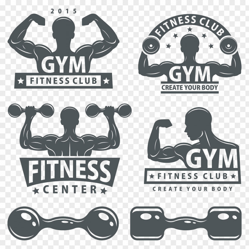 Fitness Dumbbell Bodybuilding Logo PNG