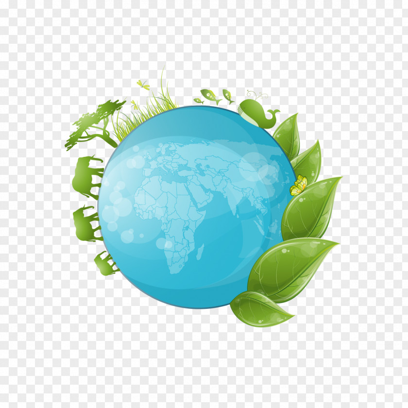 Vector Green Earth Globe Drawing Ecology Illustration PNG