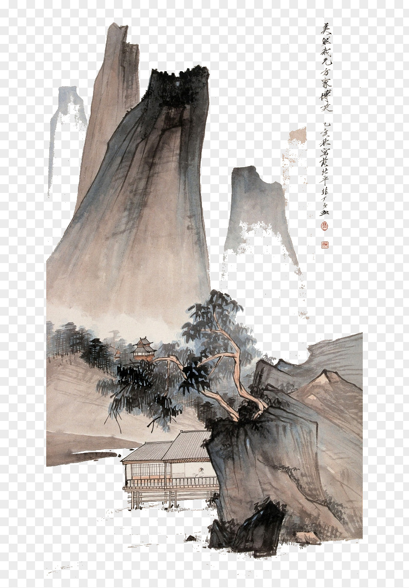 Mountain View National Palace Museum China Chinese Painting Gongbi Bird-and-flower PNG