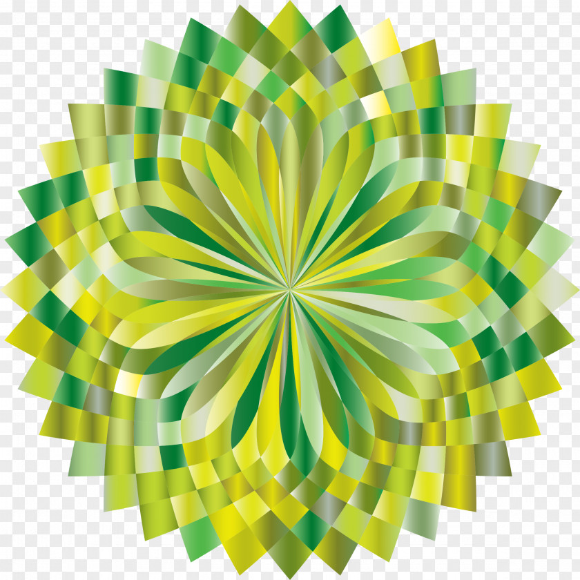 Lotus Symmetry Line Green Circle Pattern PNG