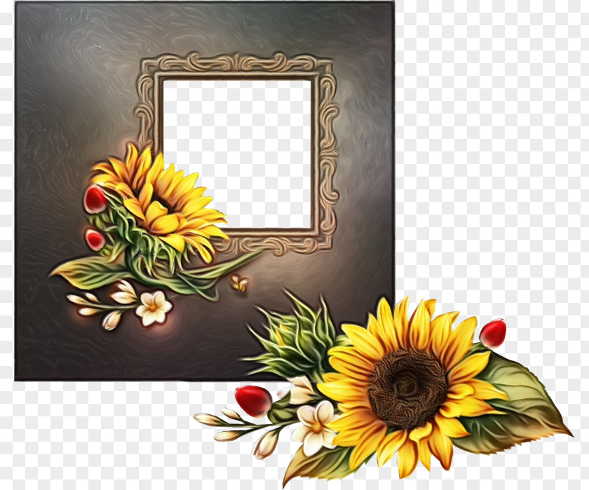 Floristry Still Life Watercolor Flowers Frame PNG