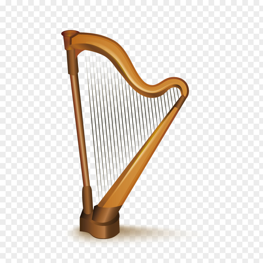 Vector Golden Harp Musical Instrument PNG