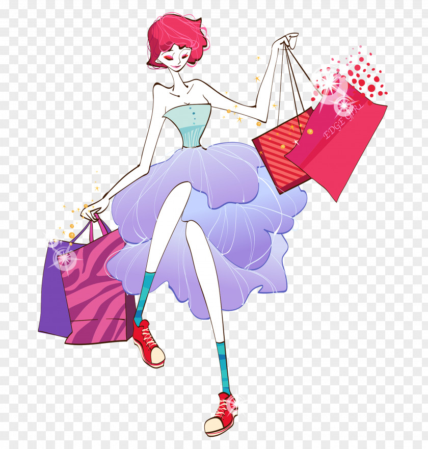 Shopping Woman Illustration PNG