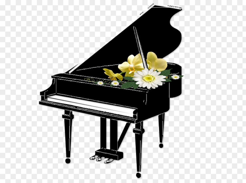 Black Piano With Flowers Transparent Clipart Keyboard Clip Art PNG