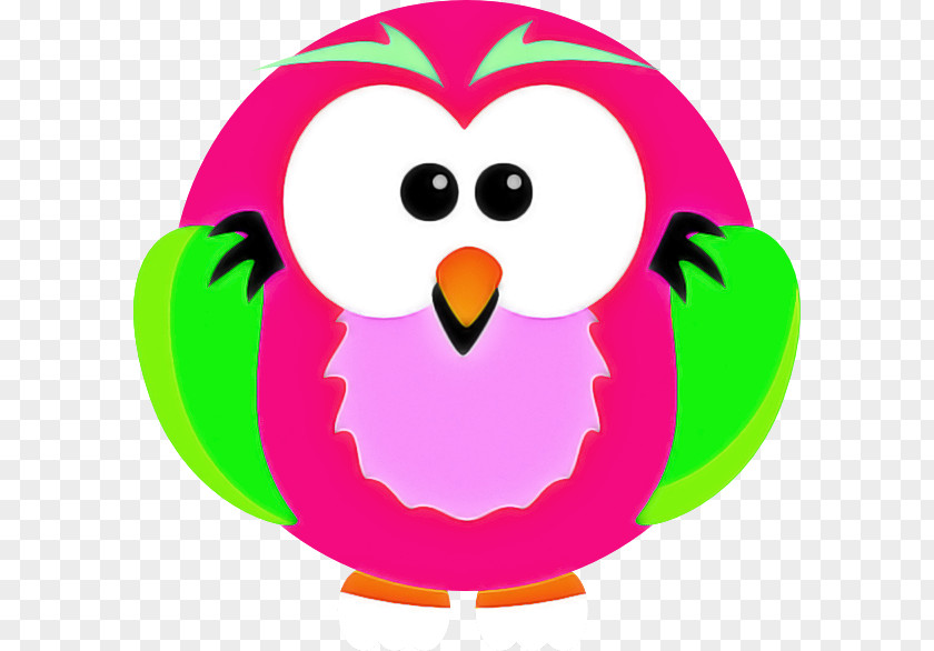 Owl Magenta Pink Cartoon Green Bird Clip Art PNG