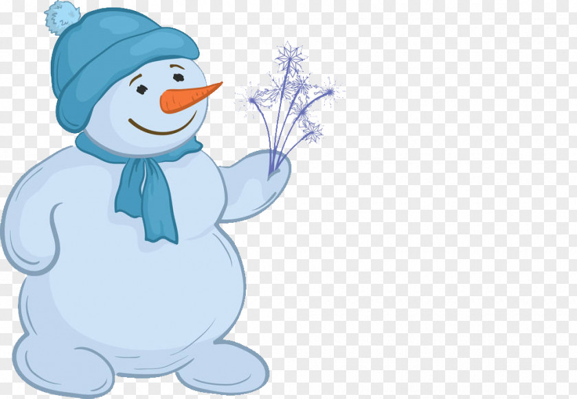 A Cartoon Snowman With Blue Hat Christmas Clip Art PNG