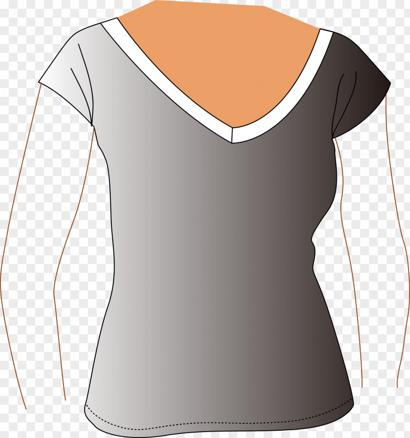 Women Vector Material T-shirt Shoulder Sleeve Sportswear PNG