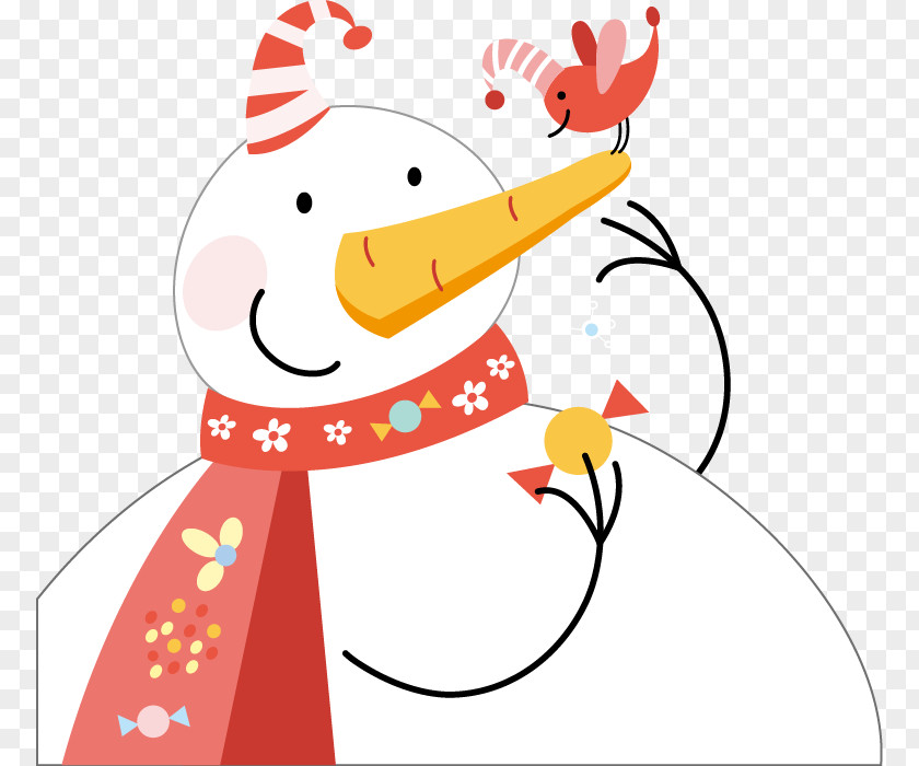 Cute Cartoon Snowman Pattern Snowflake Drawing Illustration PNG