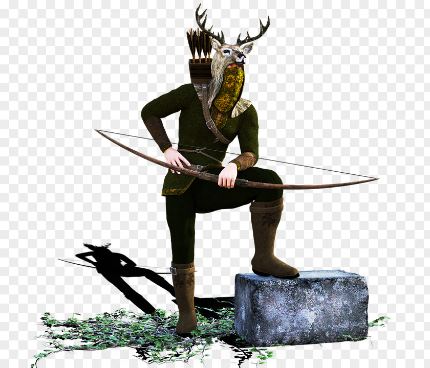 Arrow Hunting Bow And Deer Quiver PNG