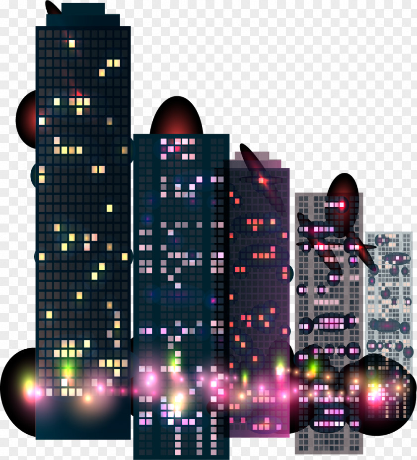 City Night Buildings Building PNG