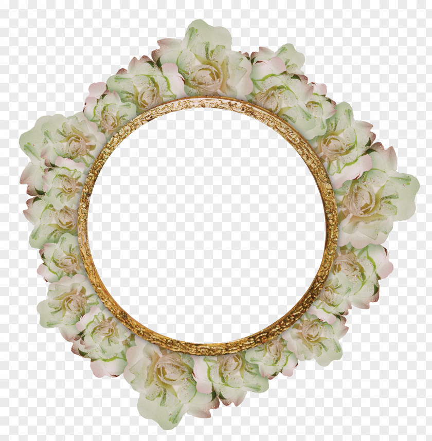 Flowers Round Frame Clip Art PNG