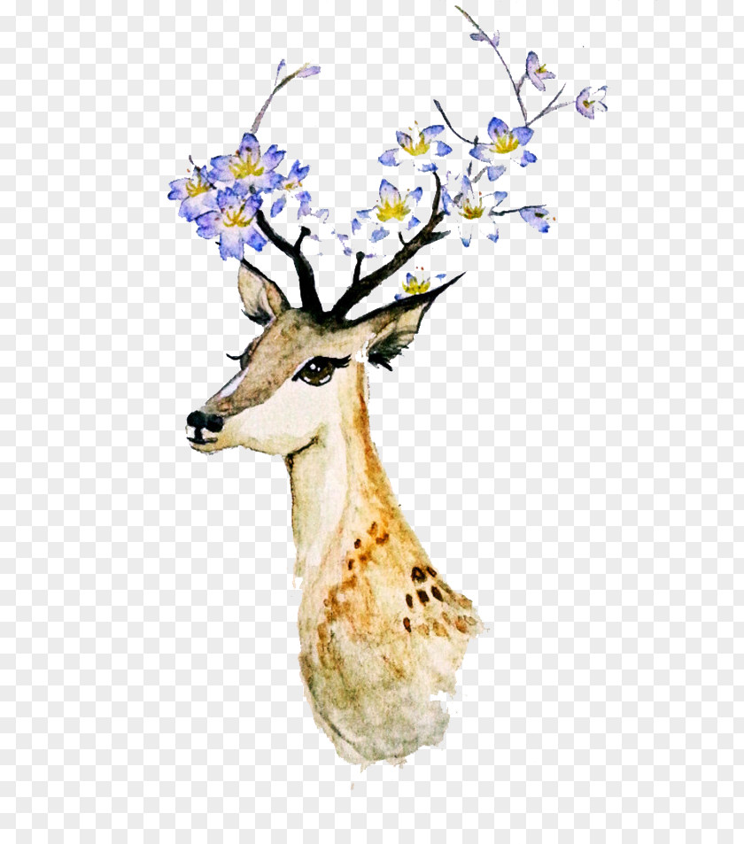 Watercolor Deer Creative Painting PNG