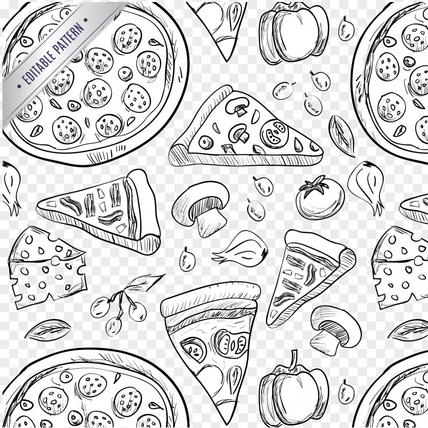 Hand-painted Delicious Pizza Italian Cuisine Drawing Clip Art PNG