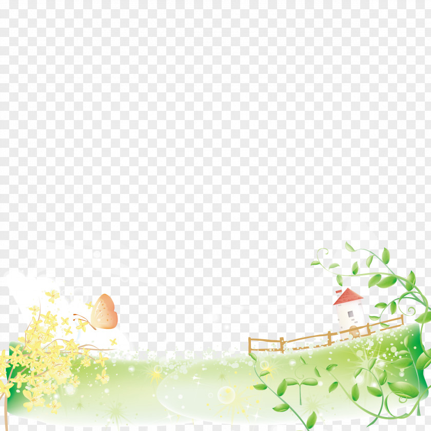 House Fence Grass Scenery Vector Material PNG