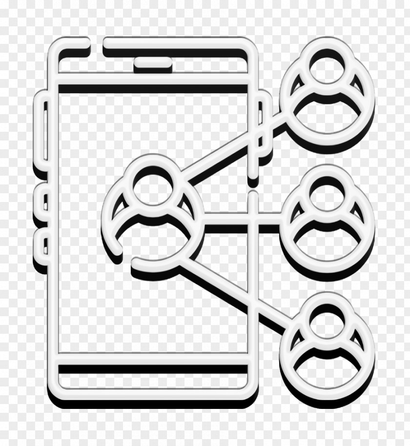 Line Art Network Icon Contact Social Media PNG