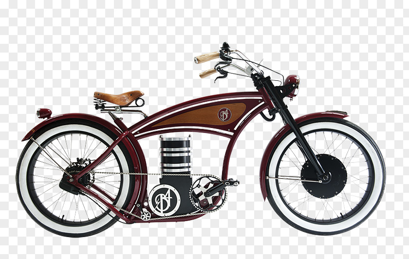 Vintage Cyclist Electric Bicycle Cruiser Motorcycle Chopper PNG