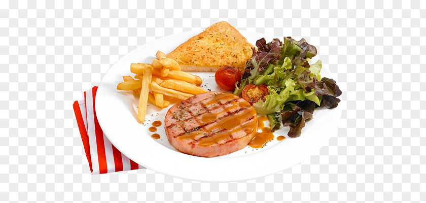 Chopped Beef Steak French Fries Full Breakfast Vegetarian Cuisine Frites Food PNG