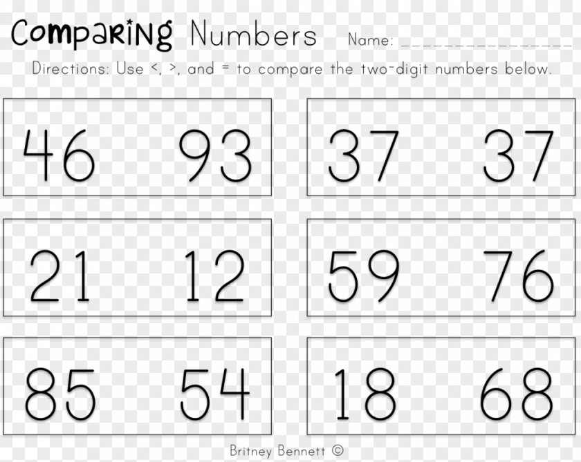 Mathematics Number First Grade Numerical Digit Worksheet PNG