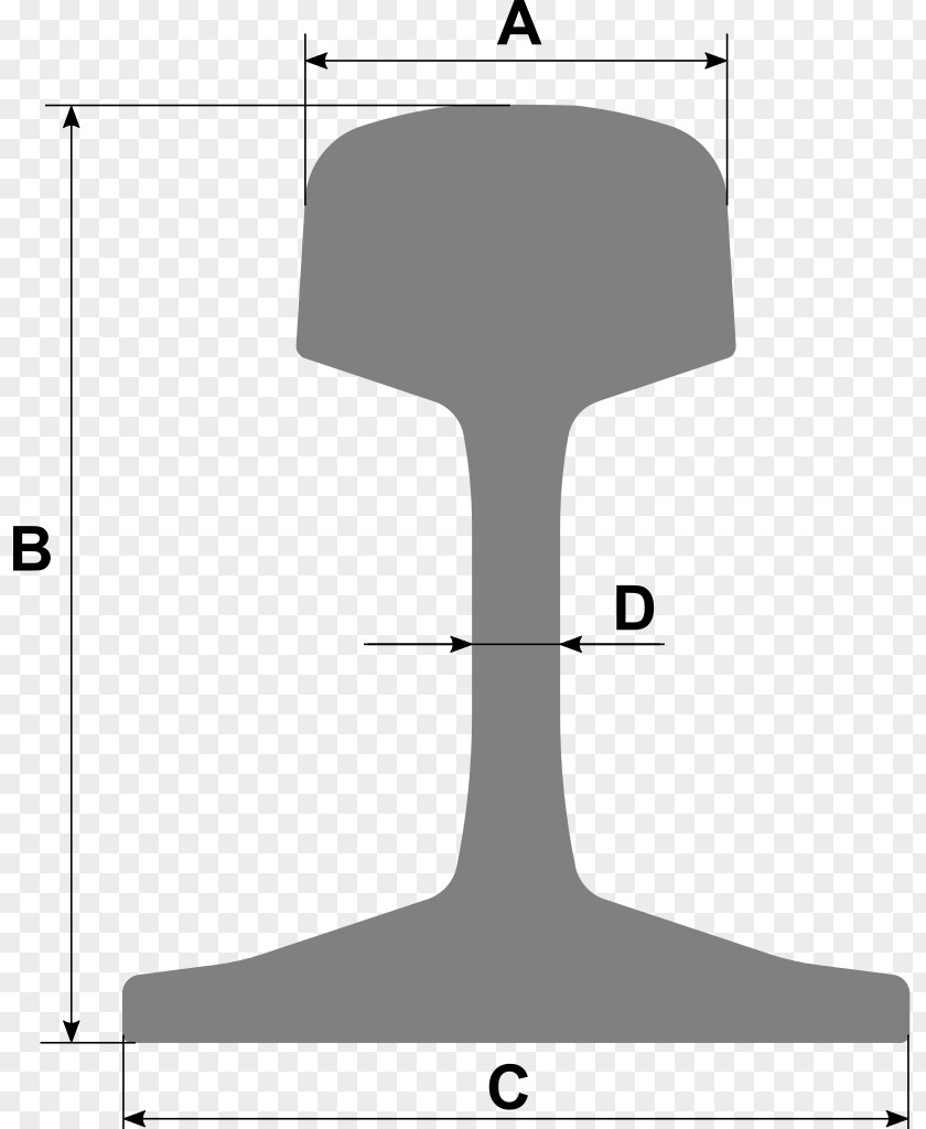 Vignoles Skinneprofil Rail Transport Profile Cross Section Railroad PNG