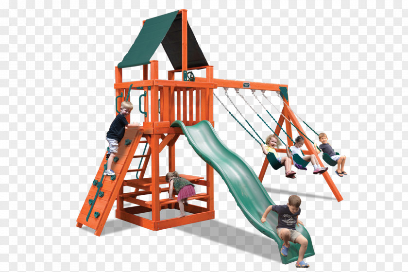 Wood Swing Playground Slide Outdoor Playset PNG