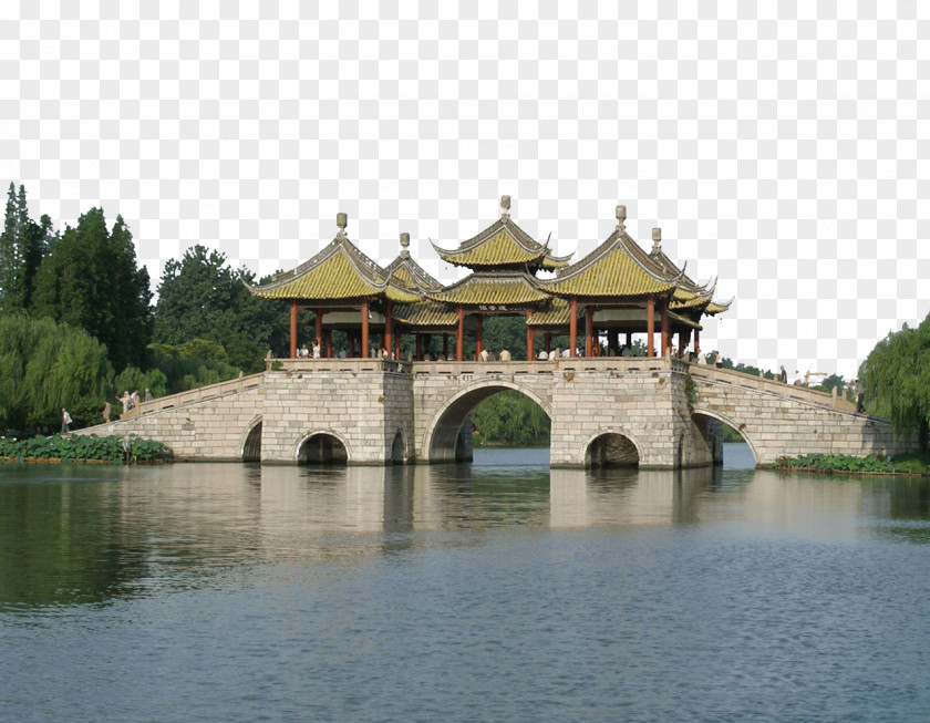 Across The Slender West Lake On Five Wuting Bridge Architecture PNG