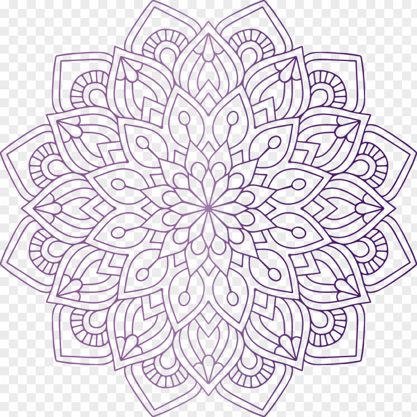 Purple Flowers Religious Mandala Coloring Book Hinduism Religion PNG