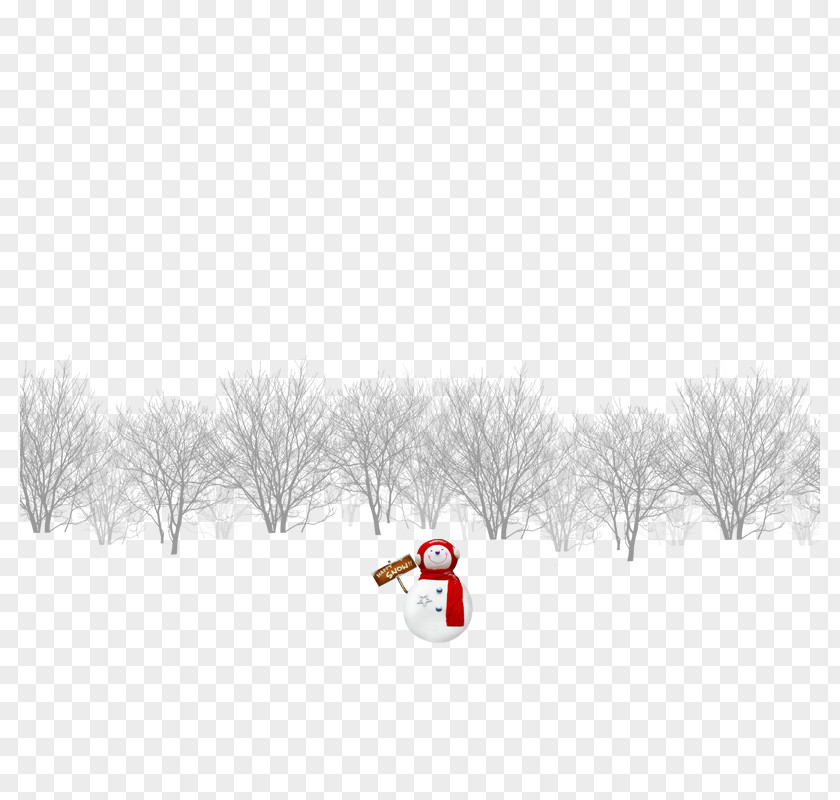 Tree And Snowman On Snow Red PNG