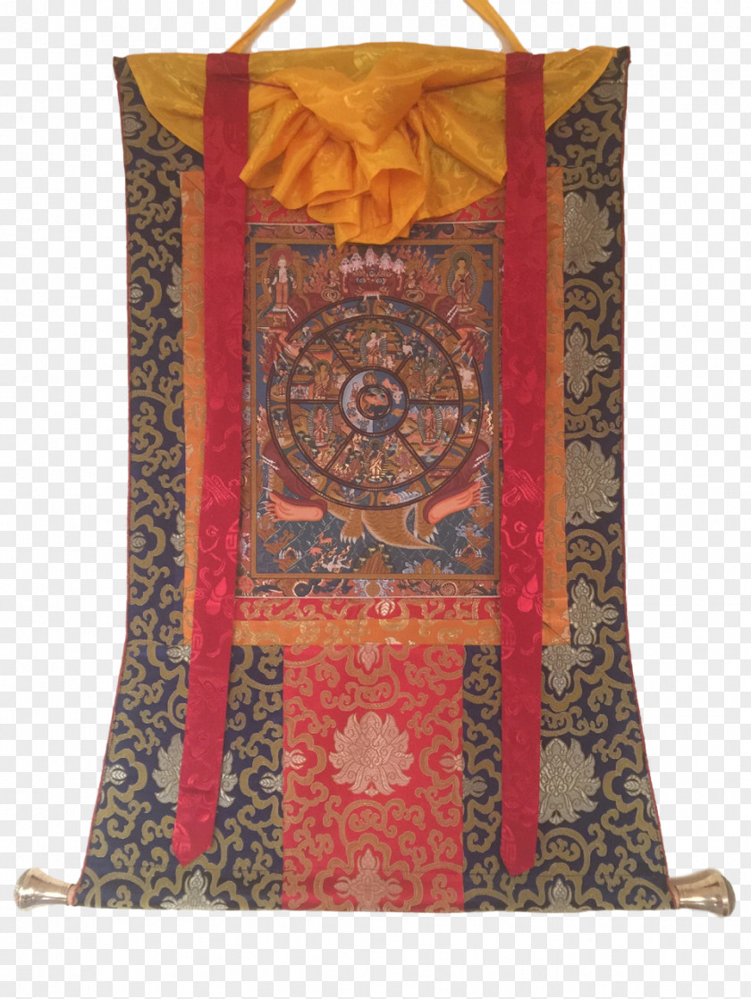 Paint Thangka Tibetan Buddhism Brocade Bhavacakra PNG
