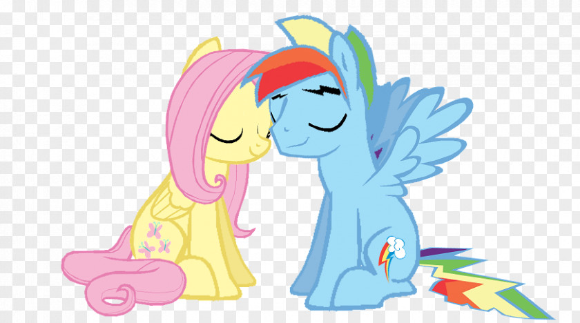 Rainbow Dash X Fluttershy Kiss Pony Image Drawing PNG