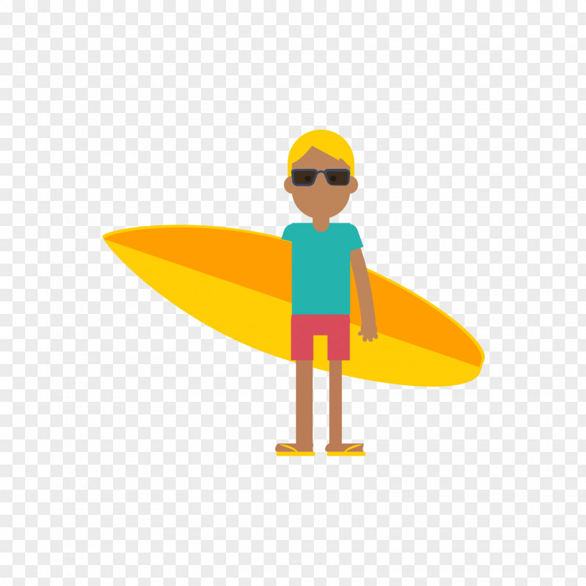 The Yellow Surfer Boy Surfing Surfboard Icon PNG