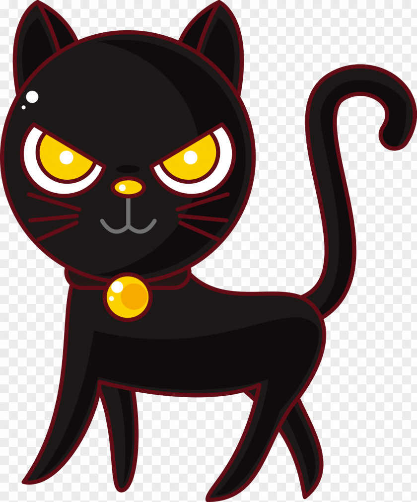 Cartoon Cat Playfully Black Whiskers PNG