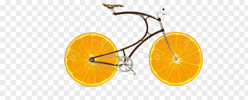 Creative Bike Orange Slice Fruit PNG