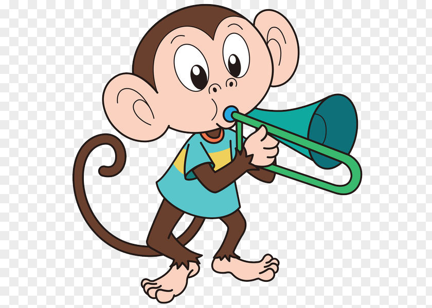 Monkeys With Trumpets Trombone Cartoon Drawing Royalty-free Clip Art PNG
