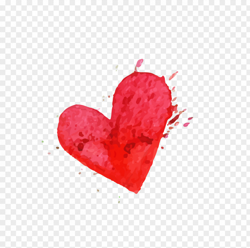 Heart-shaped Red Watercolor Painting Drawing PNG