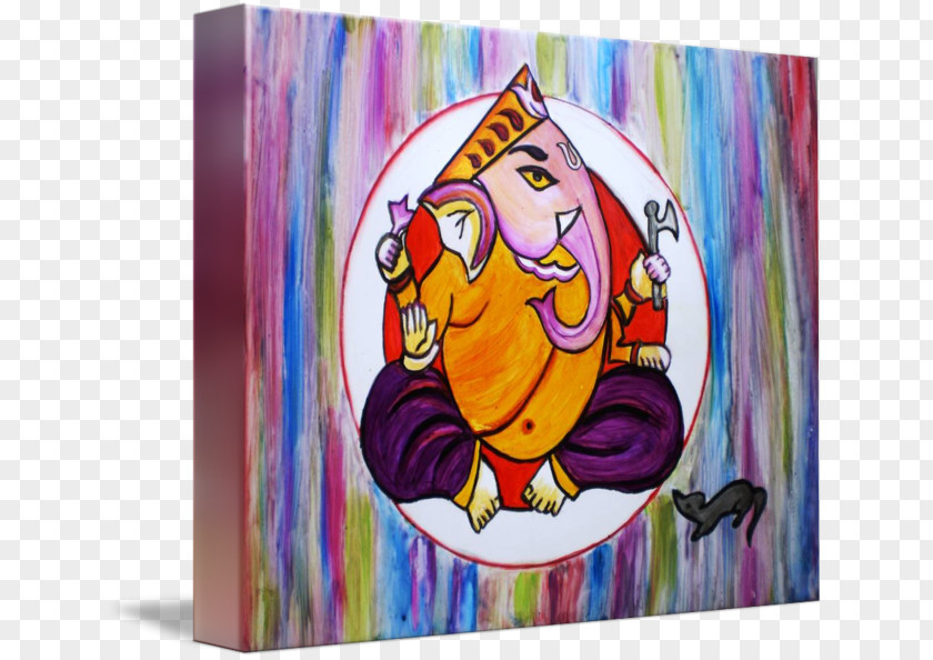 Ganesha Art Wooden Relief Painting Acrylic Paint PNG