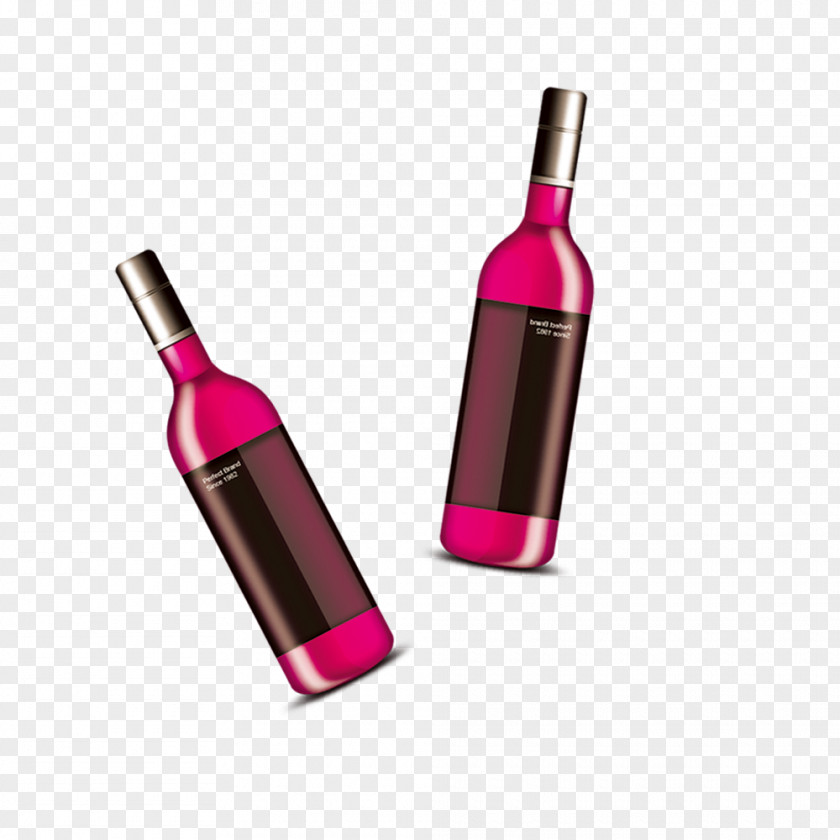 Red Wine Bottle Three-dimensional Space PNG