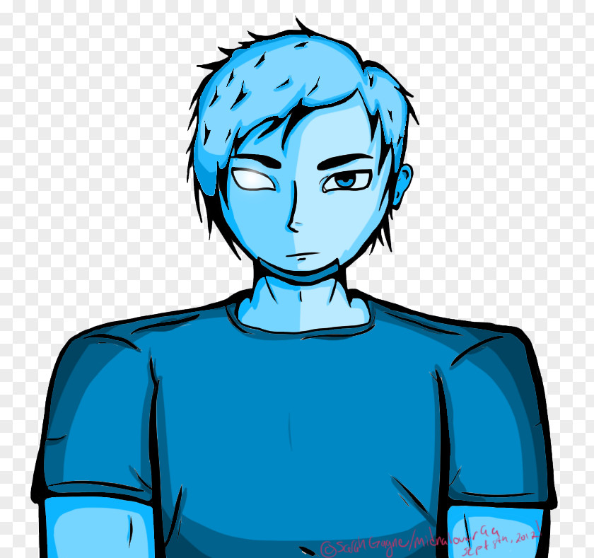 Blue Shading Hair Face Electric Arm PNG