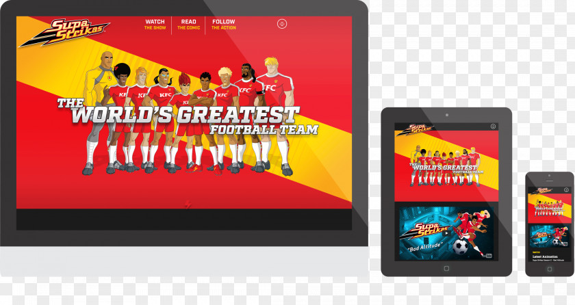 Supa Strikas Football Team Comics Display Advertising PNG