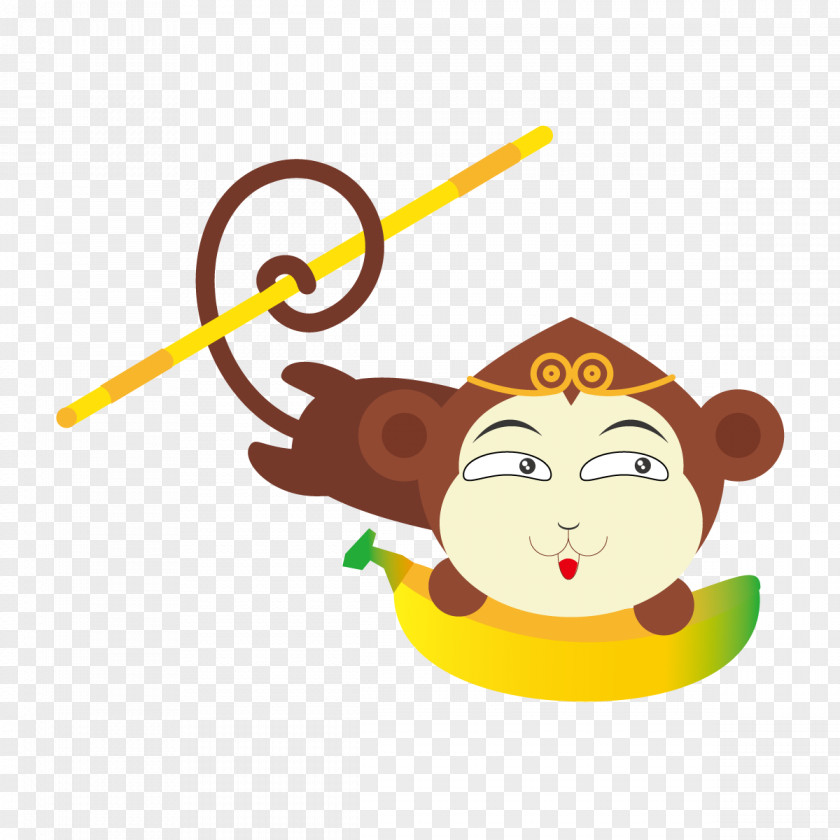Cartoon Monkey Flat Vector Sun Wukong Drawing PNG