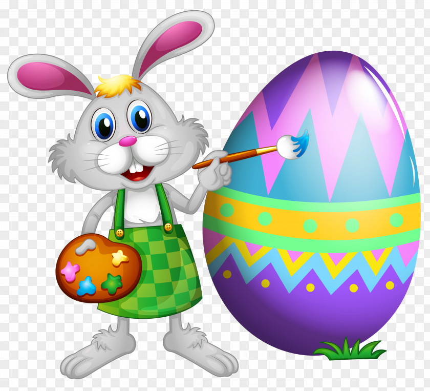 Easter Bunny And Colored Egg Clipart Picture Clip Art PNG