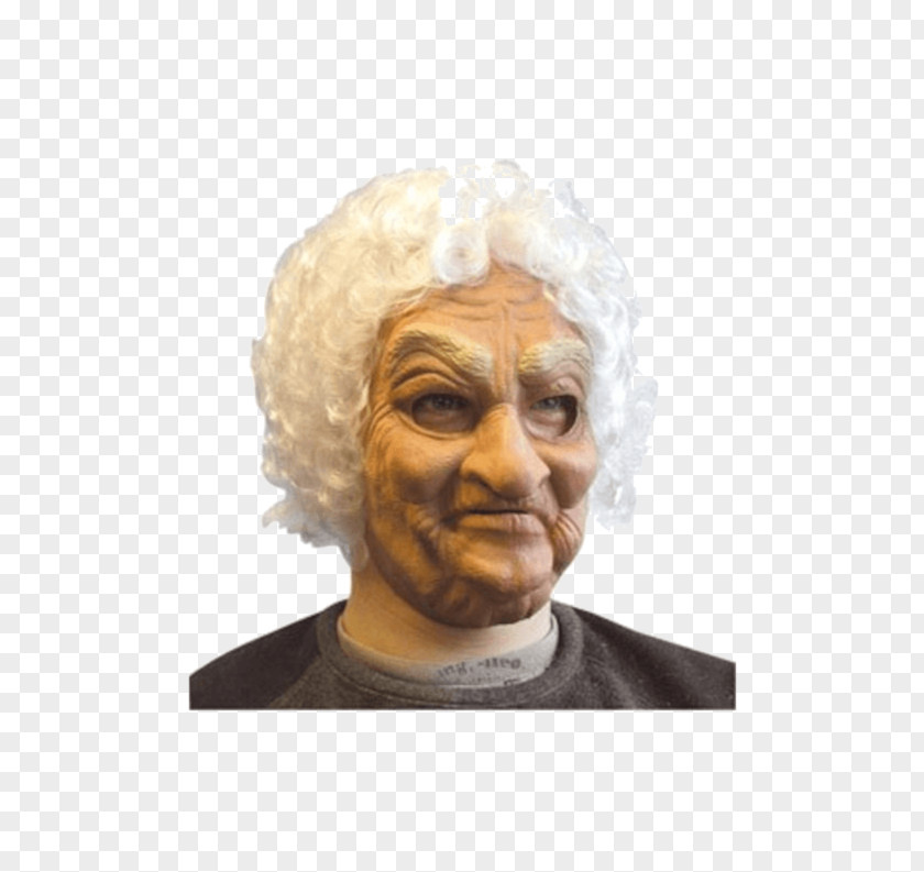 Mask Old Lady Full Over The Head Forehead Portrait - PNG