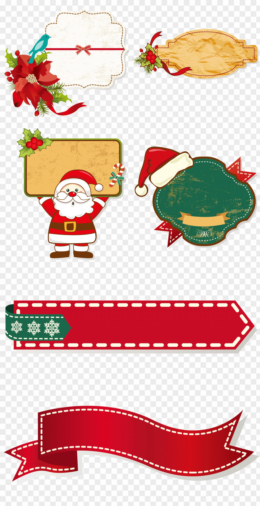 Cartoon Christmas Border Collection Santa Claus Decoration Clip Art PNG