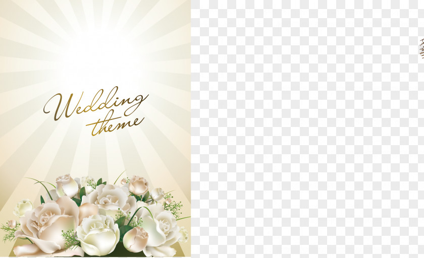 Romantic Flowers Wedding Theme Invitation Clip Art PNG