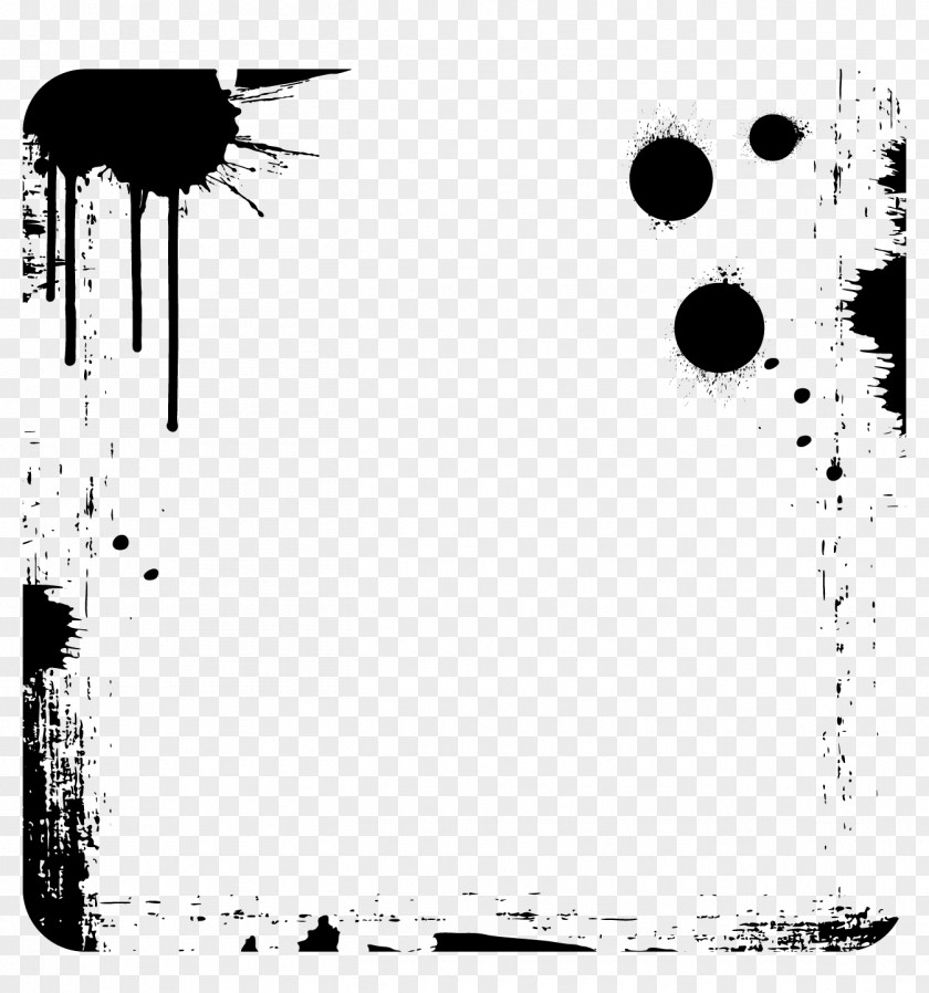 Vector Black Ink Dots Graffiti Border Computer File PNG