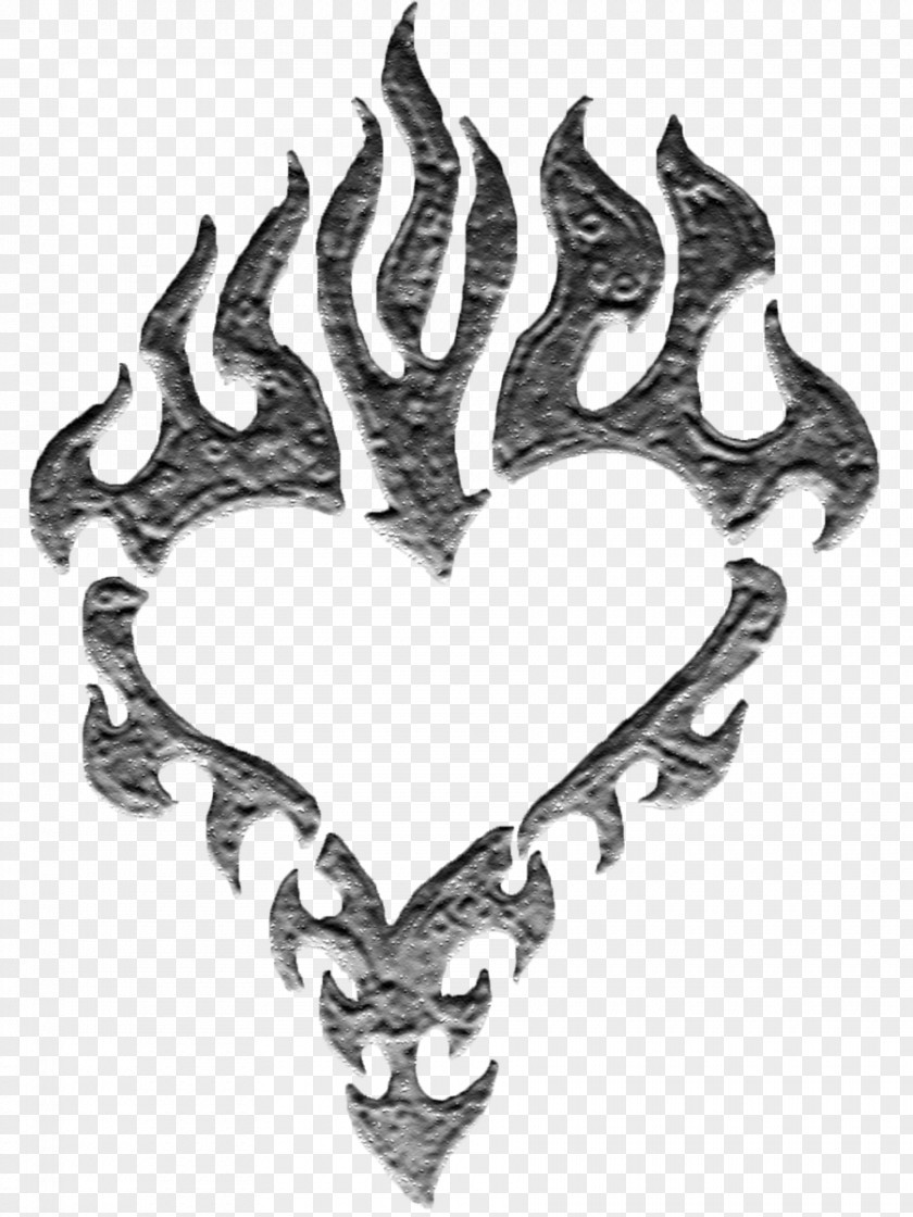 Burning Heart Body Jewellery Monochrome White PNG