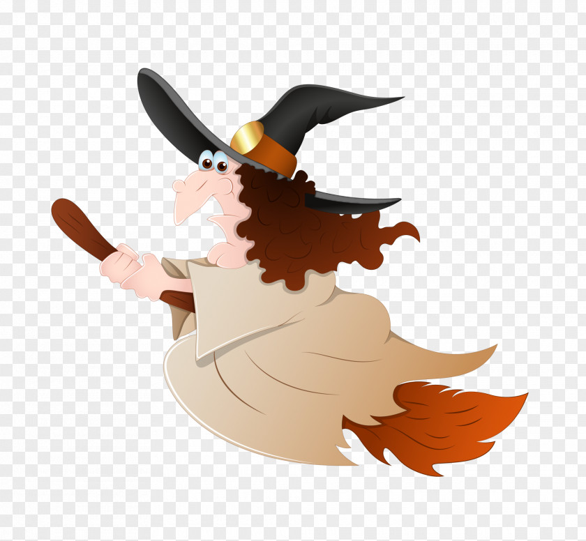 Cartoon Witch Riding A Broomstick Broom Boszorkxe1ny Witchcraft PNG