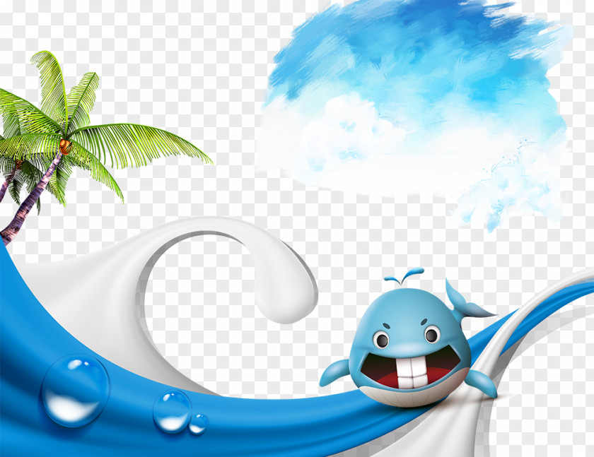 Whale Swimming Graphic Design Poster PNG