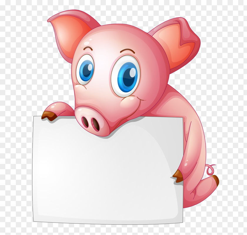 Take White Paper Little Pig Domestic Illustration PNG