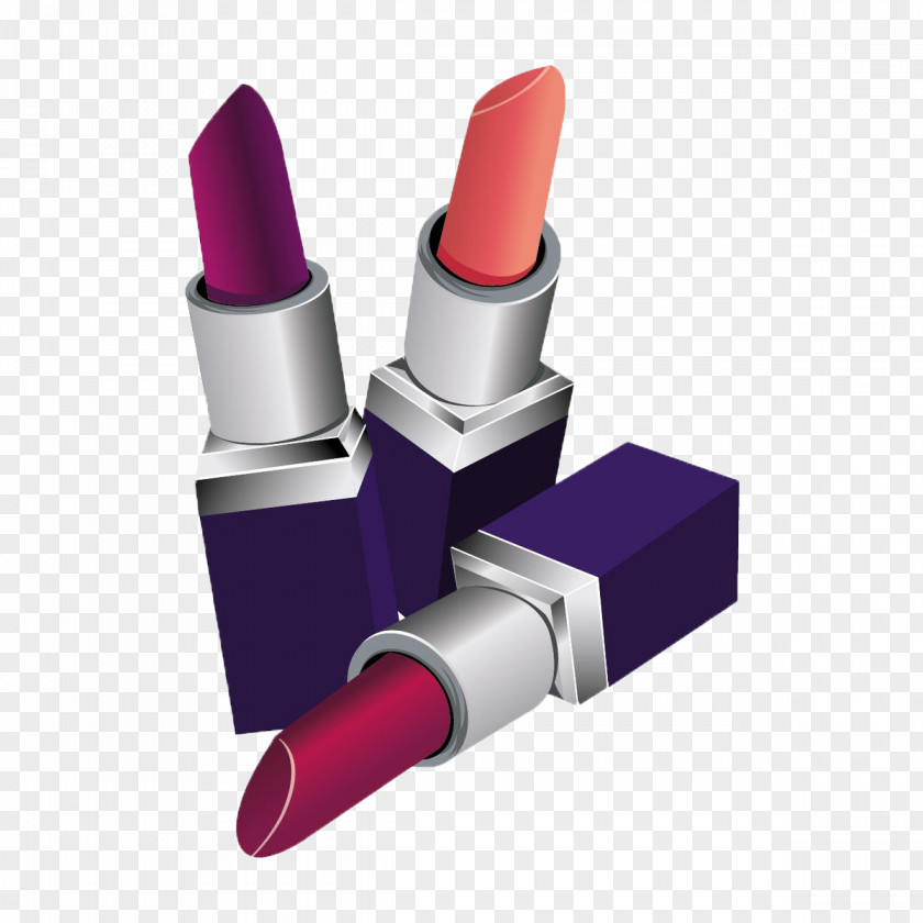 Three Lipstick Cosmetics Illustration PNG